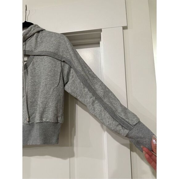 hooded‎ cropped cutout workout sweatshirt size small - Picture 3 of 4